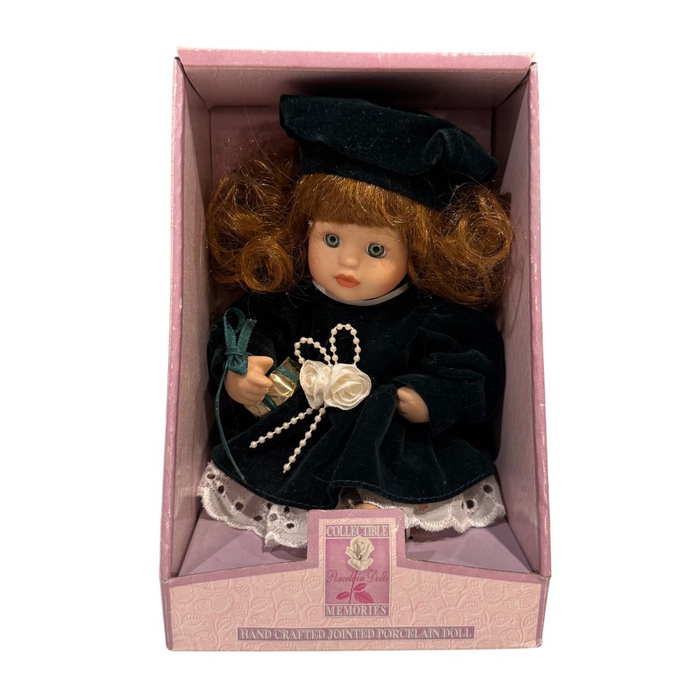 Collectible Memories Porcelain Doll Kmart Vintage Green Velvet Dress Auburn Hair